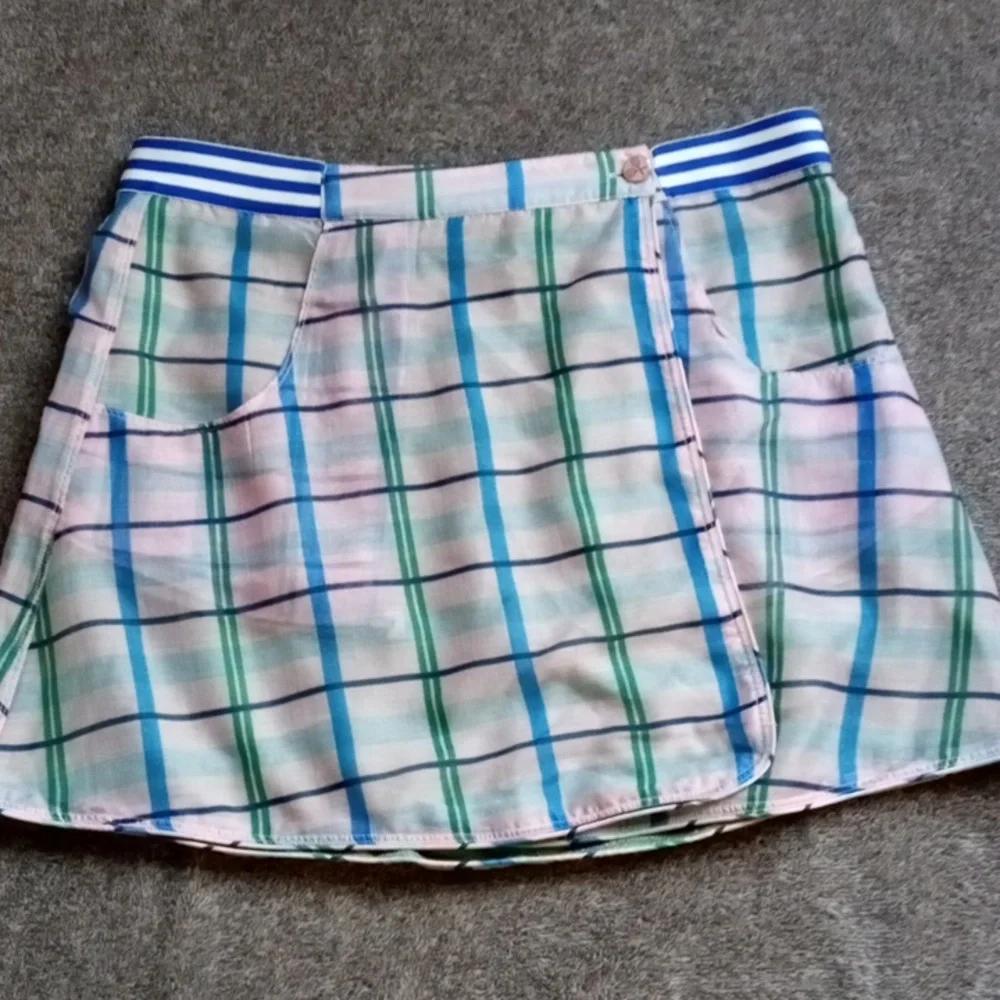 Buru pink plaid and green Lurex reversible tennis skirt - Picture 6 of 11
